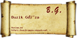 Buzik Géza névjegykártya